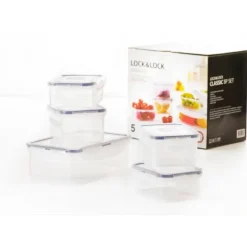 LOCK AND LOCK Lot de 5 Boîtes de Conservation Plastique 350 ml - 470 ml - 1 L* Conservation