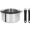 CRISTEL Lot de 4 Casseroles inox avec 2 Poignées Noires Mutine Amovibles* Casseroles