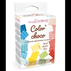 SCRAPCOOKING Lot de 3 Colorants Liposolubles en Poudre Rouge / Bleu / Jaune* Colorants Alimentaires