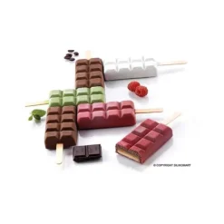 SILIKOMART Moule à glace silicone Choco 12 empreintes avec bâtonnets* Moule Silicone
