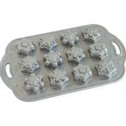 NORDIC WARE Moule à Gâteaux Flocons de Neige (x12) Silver* Moule Anti-adhésif|Moules À Gâteaux