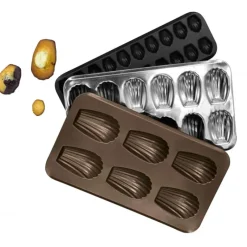 GOBEL Moule 6 Madeleines XXL Anti-Adhésif Obsidian* Moule Anti-adhésif|Moules À Gâteaux