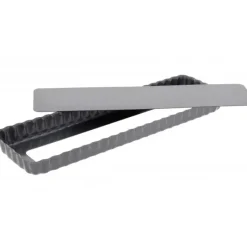DE BUYER Moule Anti Adhésif Tarte Rectangle Fond Amovible 35,6 x 10,2 cm x H 2,7 cm* Plat De Cuisson|Moule Anti-adhésif