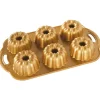 NORDIC WARE Moule Mini Bundt Anniversaire (x6) Gold* Moule Anti-adhésif|Moules À Gâteaux