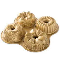 NORDIC WARE Moule Mini Bundt Assortis (x4) Gold* Moule Anti-adhésif|Moules À Gâteaux