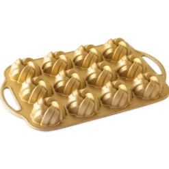 NORDIC WARE Moule Mini Bundt Torsadés (x12) Gold* Moule Anti-adhésif|Moules À Gâteaux