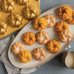 NORDIC WARE Moule Mini Bundt Torsadés (x12) Gold* Moule Anti-adhésif|Moules À Gâteaux