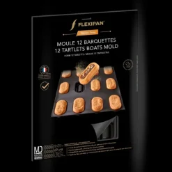 FLEXIPAN DEMARLE Moule Silicone 12 Barquettes 9 x 4,5 cm* Moule Anti-adhésif|Moule Silicone