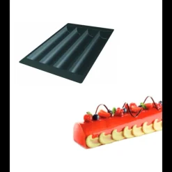 SILIKOMART Moule Silicone 4 Bûches Rondes 49,5 x 8 x h 6,3 cm 2137ml Professional* Moule Silicone