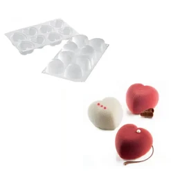 SILIKOMART Moule Silicone 8 Coeurs Bombés 6,35 x 6,5 cm 100ml Professional* Moule Silicone