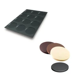 SILIKOMART Moule Silicone 12 Fonds de Tarte Biscuit Ø12 x 1 cm 112ml Professional* Moule Silicone|Moules À Gâteaux
