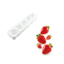 SILIKOMART Moule Silicone 5 Fraises 120 ml Professional* Moule Silicone|Moules À Gâteaux