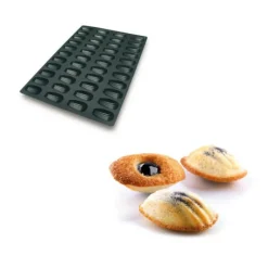 SILIKOMART Moule Silicone 44 Madeleines 7,7 x 4,4 x 1,8 cm 32ml Professional* Moule Silicone|Moules À Gâteaux