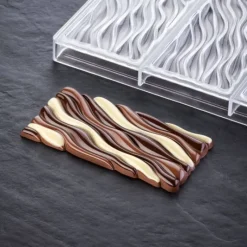 PAVONI Moule Tablette Chocolat Fluid Vallée 15,4 x 7,7 x H 1,1 cm (x3)* Moules À Chocolat