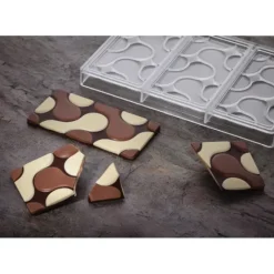 PAVONI Moule Tablette Chocolat Flow 15,4 x 7,7 x H 0,8 cm (x3)* Moules À Chocolat