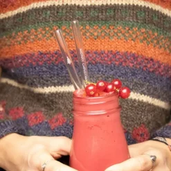 CUISINEADDICT Paille Réutilisable en Verre Joyeux Noël 20cm droite x6 HALM* Accessoires Bar