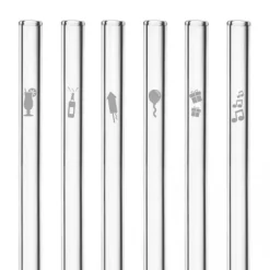 CUISINEADDICT Paille Réutilisable en Verre Fêtes 20cm droite x6 HALM* Accessoires Bar