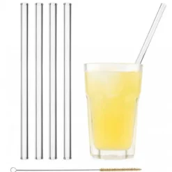CUISINEADDICT Paille Réutilisable en Verre 23cm droite x4 HALM* Accessoires Bar
