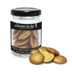 EPICERIE DU CHEF Palets Chocolat Blanc Dorés Décoratives 40 g L'* Décoration Comestible