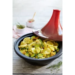 LE CREUSET Plat à Tajine en Fonte 31 cm Cerise* Tajines