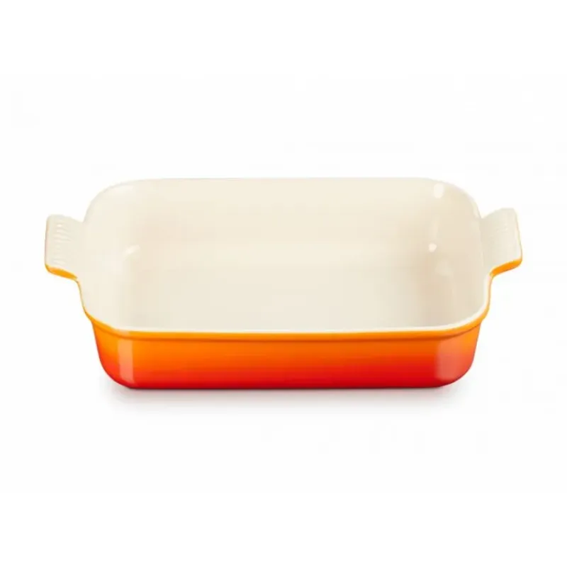 LE CREUSET Plat Rectangulaire Héritage en Céramique 32 cm Volcanique Tradition* Plat De Cuisson