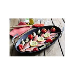 LE CREUSET Poêle à Poisson Ovale 25,5x40 cm Anti-Adhérente Les Forgées* Poêles