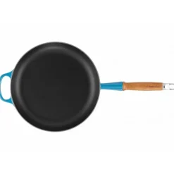 LE CREUSET Poêle en Fonte 28 cm Azur avec Manche en Bois Signature* Poêles