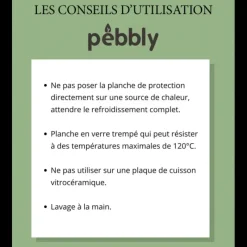 PEBBLY Protection Plaque de Cuisson en Verre 50 x 28 cm Noir* Planches À Découper
