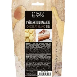 PATISDECOR Préparation Bavarois Gel Chocolat Blanc 100 g Patisdécor* Préparation Pâtisserie