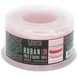 PATISDECOR Ruban Pate à Sucre Rose Arabesque 1,25 m x H 5 cm Patisdécor* Décoration Comestible