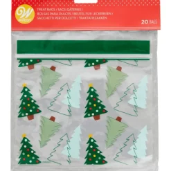WILTON Sachet Bonbon Refermable Sapin de Noël 18,5 x 18,5 cm (x20)* Emballage Alimentaire