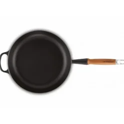 LE CREUSET Sauteuse en Fonte 28 cm Noir Mat avec Manche en Bois Signature* Sauteuses