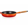 LE CREUSET Sauteuse en Fonte 28 cm Volcanique avec Manche en Bois Signature* Sauteuses