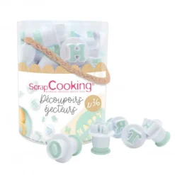 SCRAPCOOKING Seau 36 découpoirs éjecteurs lettres et chiffres* Emporte Pièce - Découpoir Pâtisserie