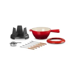 LE CREUSET Service à fondue manche fonte Cerise (rouge)* Appareil À Raclette, Appareil À Fondue
