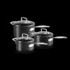 LE CREUSET Set 3 Pièces Casseroles Les Forgées avec Couvercle en Verre* Batterie De Cuisine|Casseroles