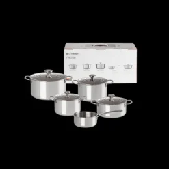 LE CREUSET Set 5 Pièces Cocottes Inox Signature* Batterie De Cuisine|Casseroles