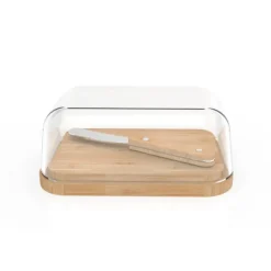 PEBBLY Set Beurrier en Verre et Bambou* Servir, Présenter