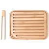 PEBBLY Set Planche à Pain 26 x 20 cm + Pince à Toast Bambou* Planches À Découper|Pince De Cuisine