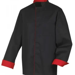 ROBUR Veste de Cuisine Mixte Noire/Rouge BOKO T.2* Veste De Cuisine